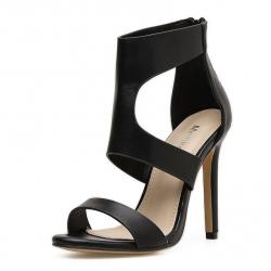 Black Strappy Sexy Evening High Stiletto Heels Sandals Shoes
