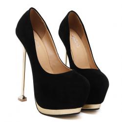 Black Suede Gold Sexy Platforms Super High Stiletto Heels Shoes