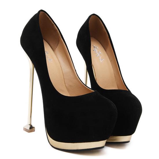 Black Suede Gold Sexy Platforms Super High Stiletto Heels ...