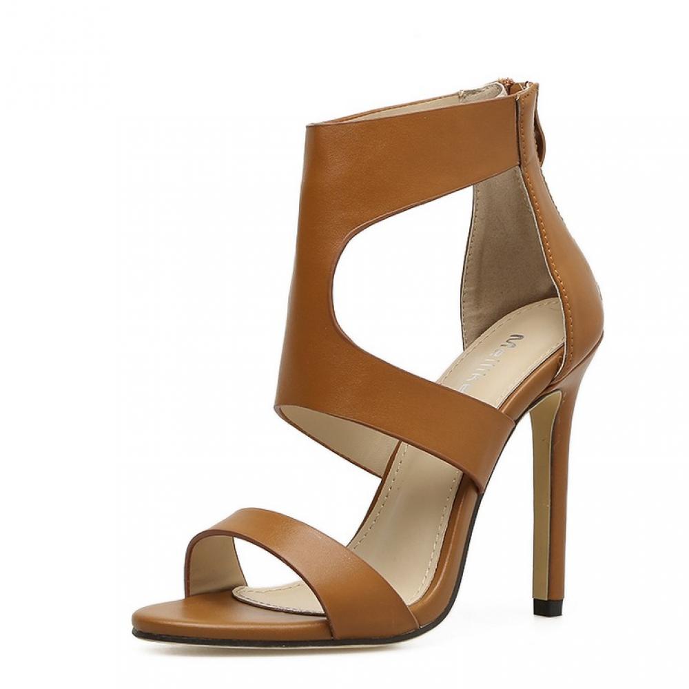 Brown Strappy Sexy Evening High Stiletto Heels Sandals Shoes ...