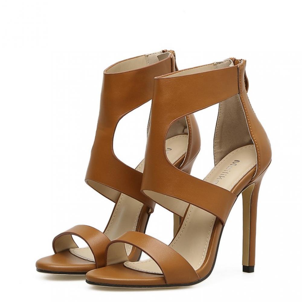 Brown Strappy Sexy Evening High Stiletto Heels Sandals Shoes ...