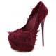 Burgundy Flurry Gown Platforms Super High Stiletto Heels Shoes Super High Heels Zvoof