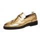 Gold Metallic Dapper Mens Wing Tip Baroque Loafers Dress Shoes Loafers Zvoof