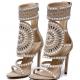 Khaki Beads Ankle Cuff Tribal High Stiletto Heels Sandals Shoes Sandals Zvoof