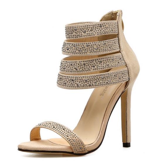 Khaki Bling Straps Sexy Gown Evening High Stiletto Heels Sandals Shoes Sandals Zvoof