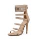 Khaki Strappy Ankle Cuff Tribal High Stiletto Heels Sandals Shoes Sandals Zvoof