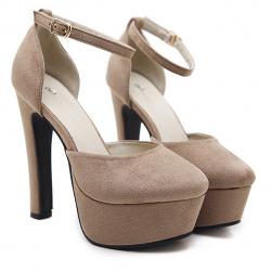 Khaki Suede Platforms High Stiletto Heels Mary Jane Sandals Shoes