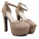 Khaki Suede Platforms High Stiletto Heels Mary Jane Sandals Shoes Platforms Zvoof