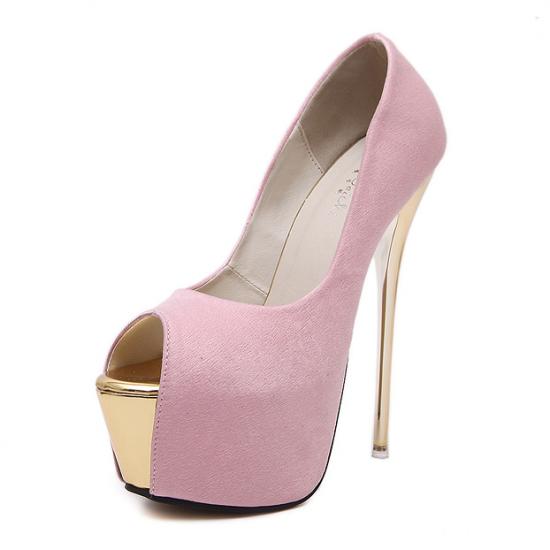 Pink Satin Bridal Peep Toe Platforms Super High Stiletto Heels Shoes Super High Heels Zvoof