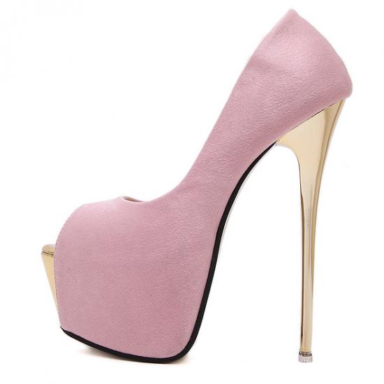 Pink Satin Bridal Peep Toe Platforms Super High Stiletto Heels Shoes Super High Heels Zvoof