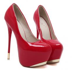 Red Patent Glossy Party Platforms Super High Stiletto Heels Shoes