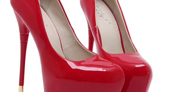 Red Patent Glossy Party Platforms Super High Stiletto Heels ...