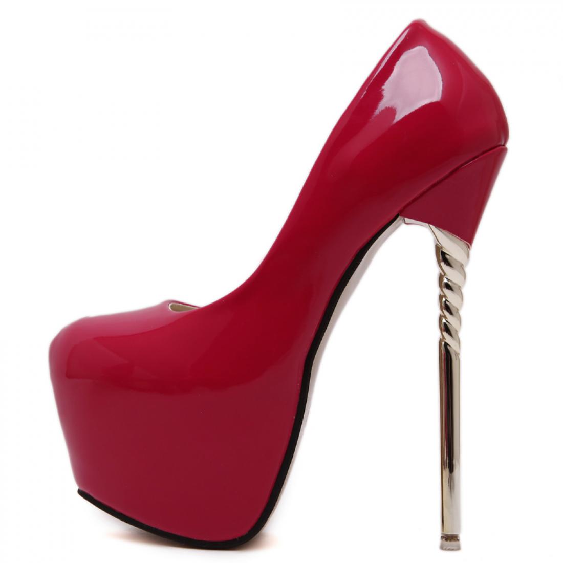 Red Patent Sexy Platforms Swirl Super High Stiletto Heels