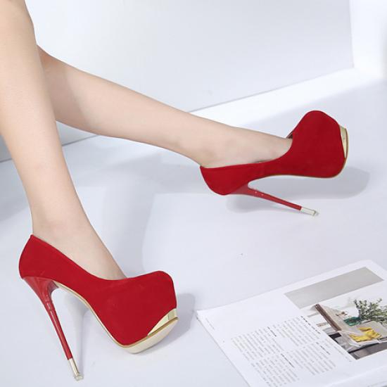 Red Suede Party Platforms Super High Stiletto Heels Shoes Super High Heels Zvoof
