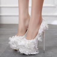White Flurry Bridal Platforms Super High Stiletto Heels Shoes