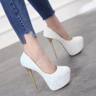 White Glitters Bling Bling Bridal Platforms Super High Stiletto Heels Shoes