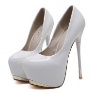 White Patent Glossy Party Platforms Super High Stiletto Heels Shoes