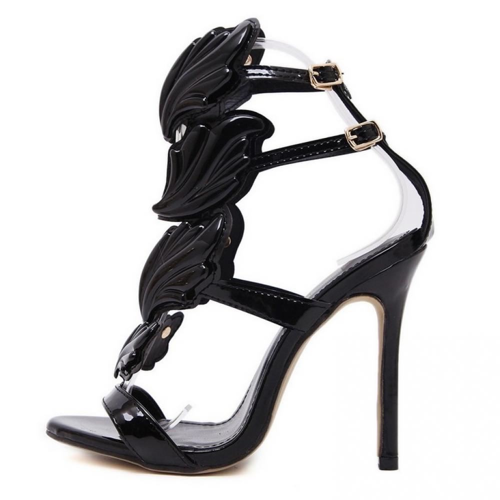 Black Angel Wings Flame High Stiletto Heels Bridal Party ...