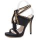Black Gold Chain Straps High Stiletto Heels Gown Evening Party Sandals Sandals Zvoof
