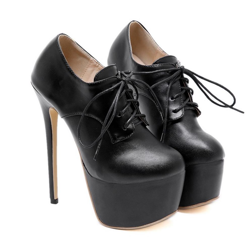 Black Lace Up Oxfords Platforms Stiletto Super High Heels ...