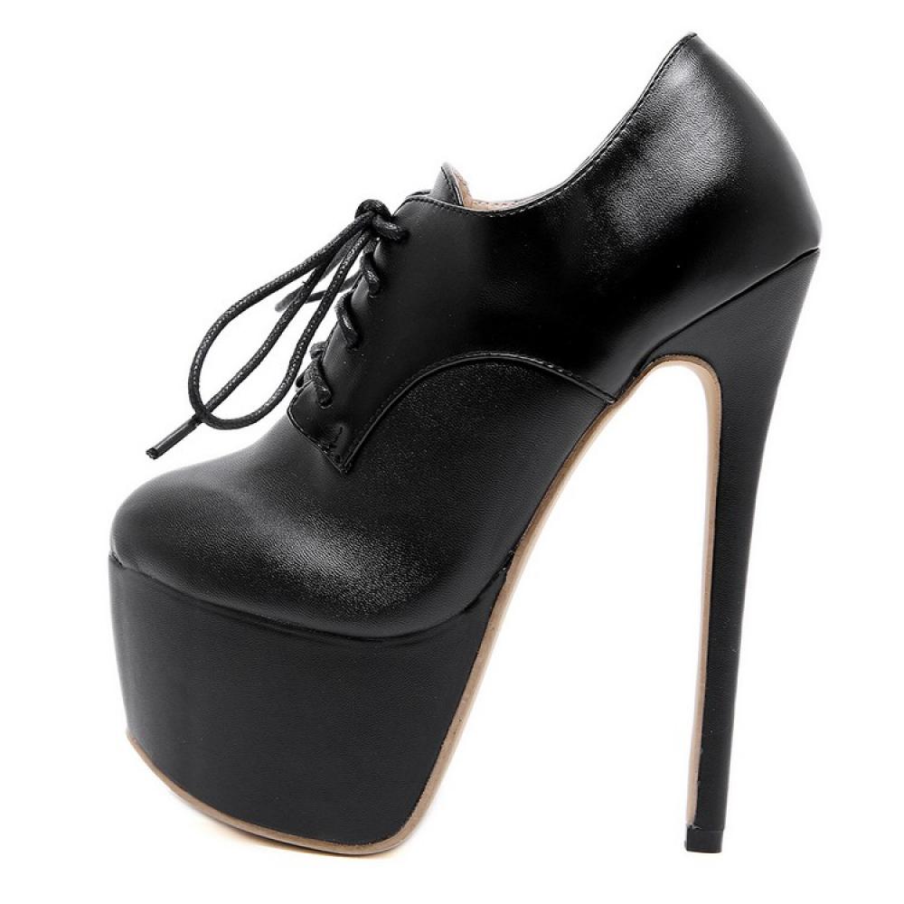 Black Lace Up Oxfords Platforms Stiletto Super High Heels ...