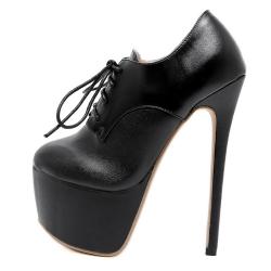 Black Lace Up Oxfords Platforms Stiletto Super High Heels Shoes