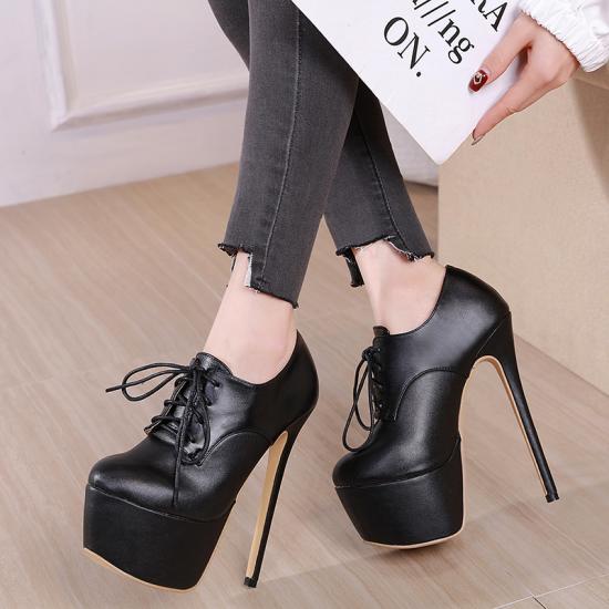 Black Lace Up Oxfords Platforms Stiletto Super High Heels Shoes Super High Heels Zvoof