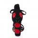 Black Red Embroidered Roses Strappy High Block Heels Sandals Shoes Sandals Zvoof