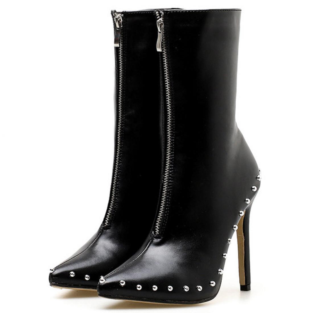 Black Studs Punk Rock Gothic Pointed Head Stiletto Heels ...