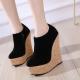 Black Suede Ankle Cork Platforms Wedges Ankle Boots Shoes Platforms Zvoof