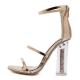 Gold Glitters High Block Heels Gown Party Sandals Shoes Sandals Zvoof