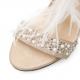 Khaki White Beads Tassels Fringes High Stiletto Heels Bridal Party Sandals Sandals Zvoof
