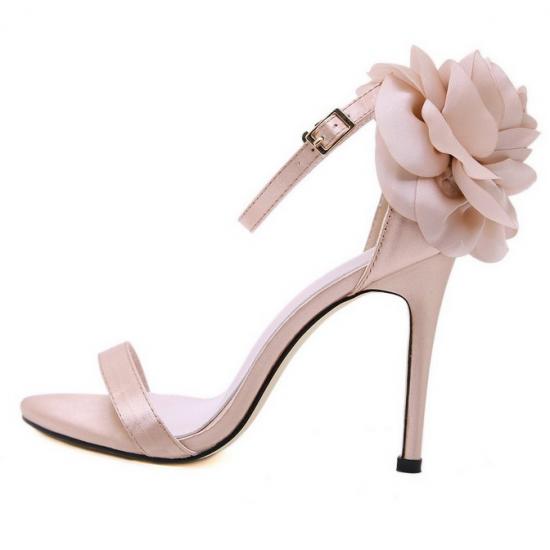 Pink Satin Giant Rose Party High Stiletto Heels Sandals Shoes Sandals Zvoof