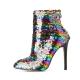 Silver Rainbow Sequins Bling Stage Party Ankle Stiletto High Heels Boots High Heels Zvoof