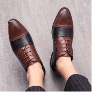 Black Brown Lace Up Pointed Head Mens Oxfords Dress Shoes