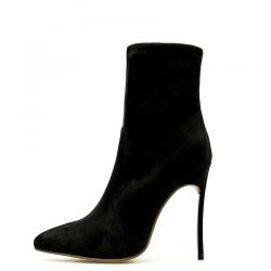 Black Suede Pointed Head Ankle Stiletto High Heels Boot