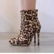 Brown Leopard Print Stretchy Ankle Stiletto High Heels Boots High Heels Zvoof