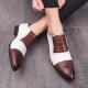 White Brown Lace Up Pointed Head Mens Oxfords Dress Shoes Oxfords Zvoof