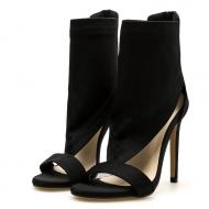 Black Bandages T Strap Stiletto High Heels Sandals Shoes
