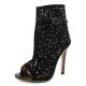 Black Diamante Bling Party Ankle Stiletto High Heels Boots Shoes Booties Sandals Zvoof