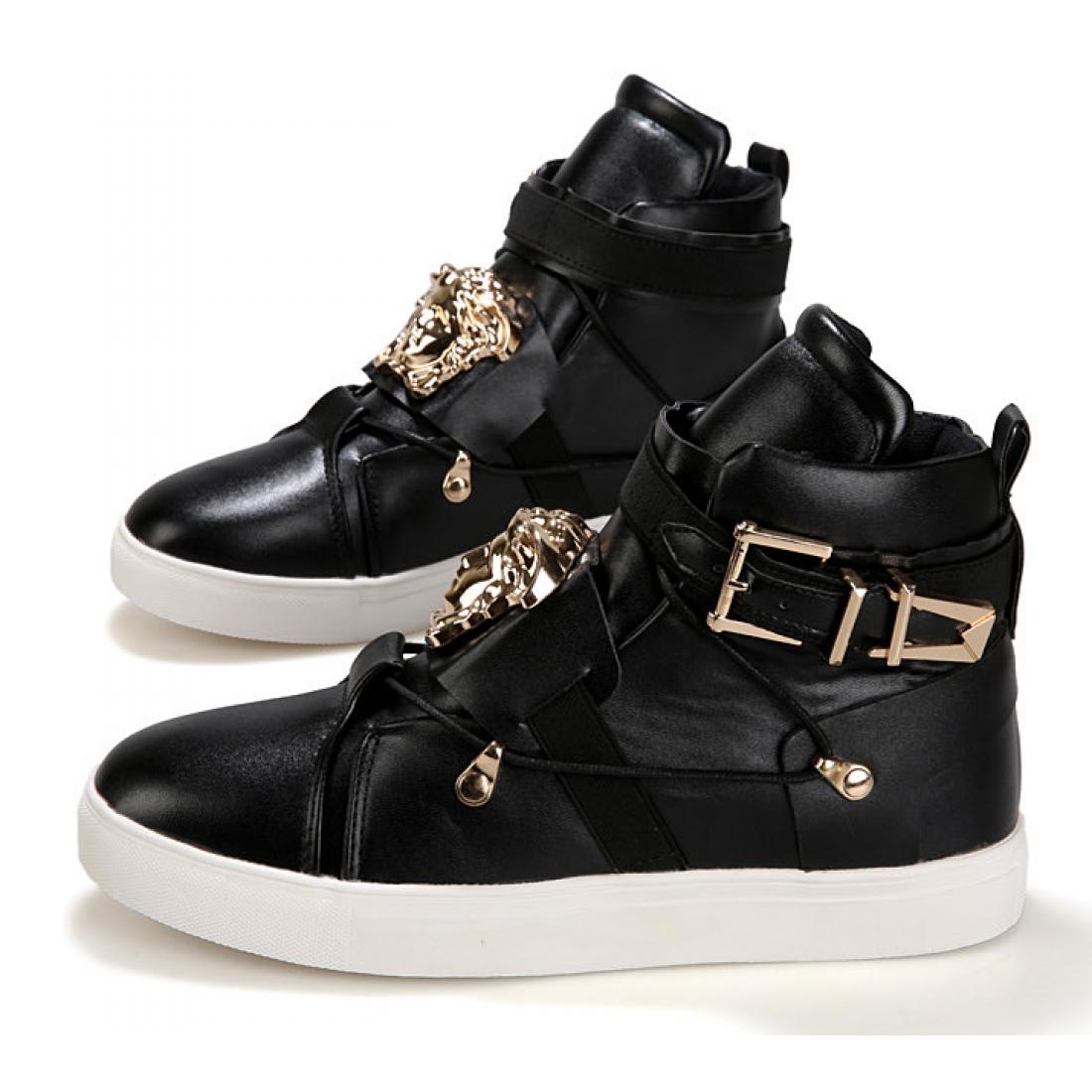 Black Gold Medusa High Top Punk Rock Mens Sneakers Shoes ...