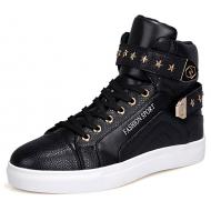Black Gold Stars Studs High Top Punk Rock Mens Sneakers Shoes