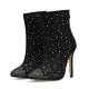 Black Suede Bling Stage Party Ankle Stiletto High Heels Boots High Heels Zvoof