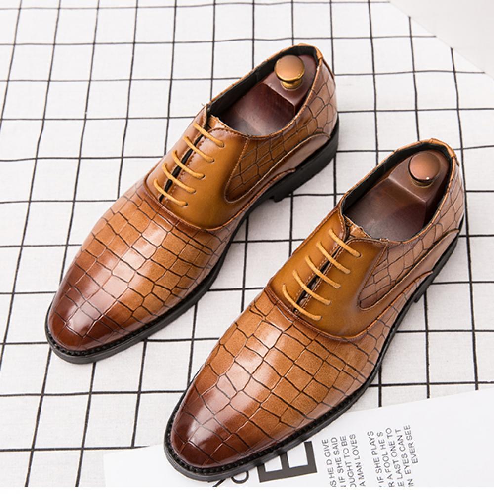 Brown Croc Lace Up Formal Dapper Mens Formal Oxfords Dress ...