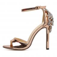 Gold Diamantes Crystals Bling Brdial High Stiletto Heels Sandals Shoes