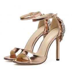 Gold Diamantes Crystals Bling Brdial High Stiletto Heels Sandals Shoes