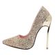 Gold Glitters Bling Bling Pointed Head High Stiletto Heels Bridal Shoes Sandals Zvoof