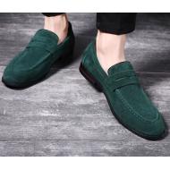 Green Suede Dapper Mens Prom Loafers Dress Shoes