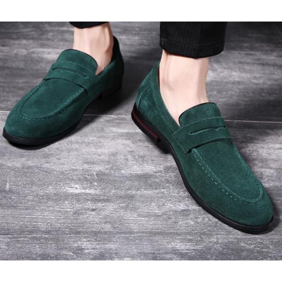 Green Suede Dapper Mens Prom Loafers Dress Shoes Loafers Zvoof