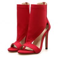 Red Bandages T Strap Stiletto High Heels Sandals Shoe